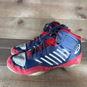 asics JB elite III mens size 10 wrestling shoes red blue athletic sneakers